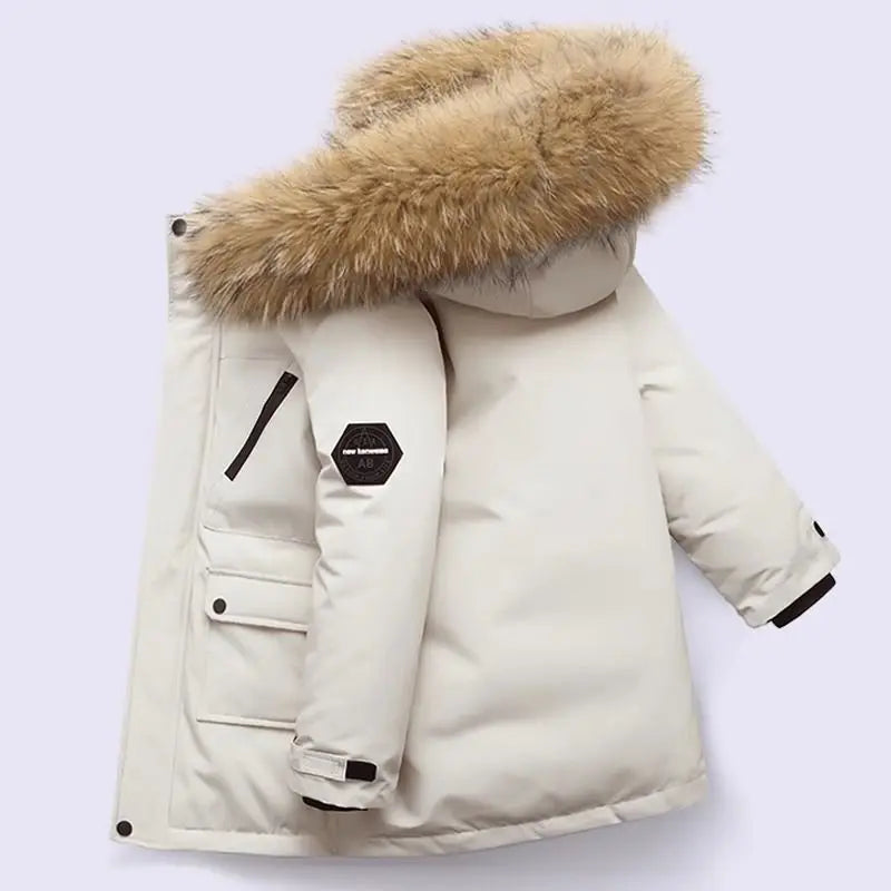 Fur Collar Hooded Jacket - White