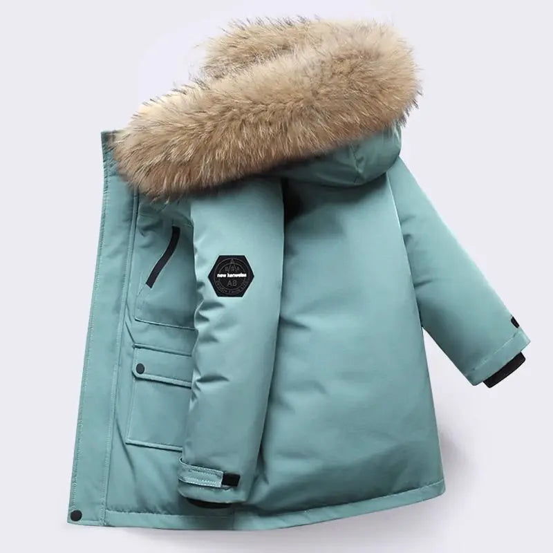 Fur Collar Hooded Jacket - Green